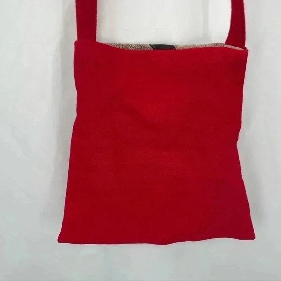Handmade Boho Handbag Purse Crossbody Red Tan Button Closures Hippy - Picture 9 of 15